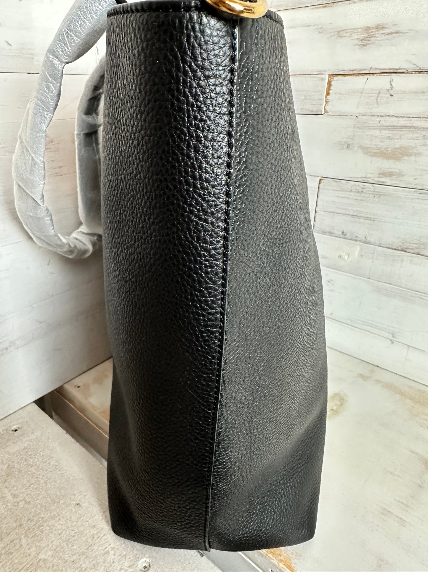 Versace New Black Leather Tote Bag with second bag