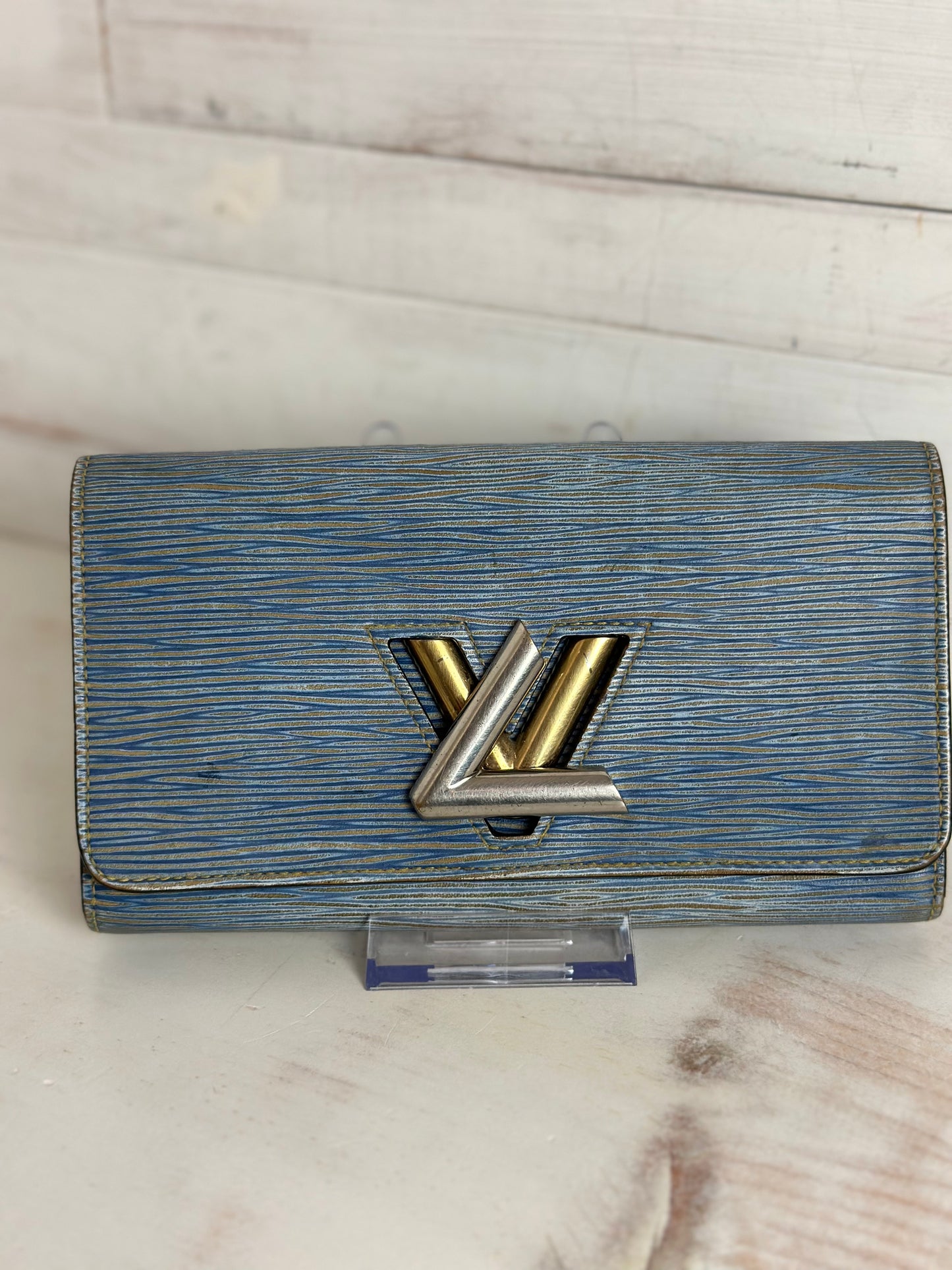 Louis Vuitton Denim Epi Twist Lock Sarah Wallet