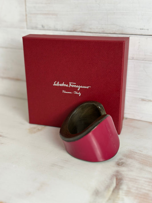 Salvatore Ferragamo Bangle Bracelet Red Enamel/Wood