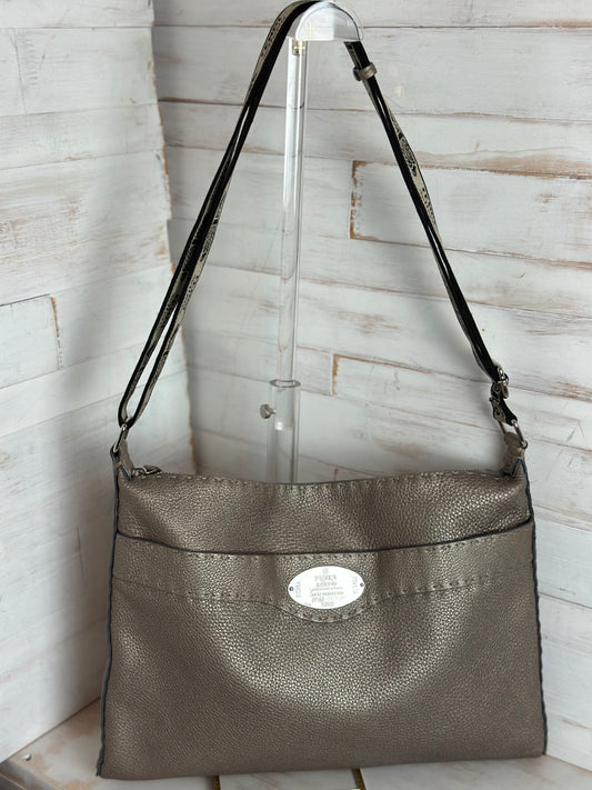Fendi Romano Selleria Messenger Gray Shimmer Shoulder/Crossbody