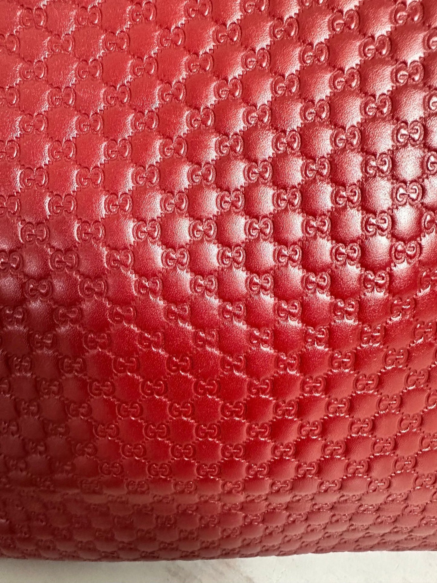 Gucci Red Leather Microguccissima Hobo Bag