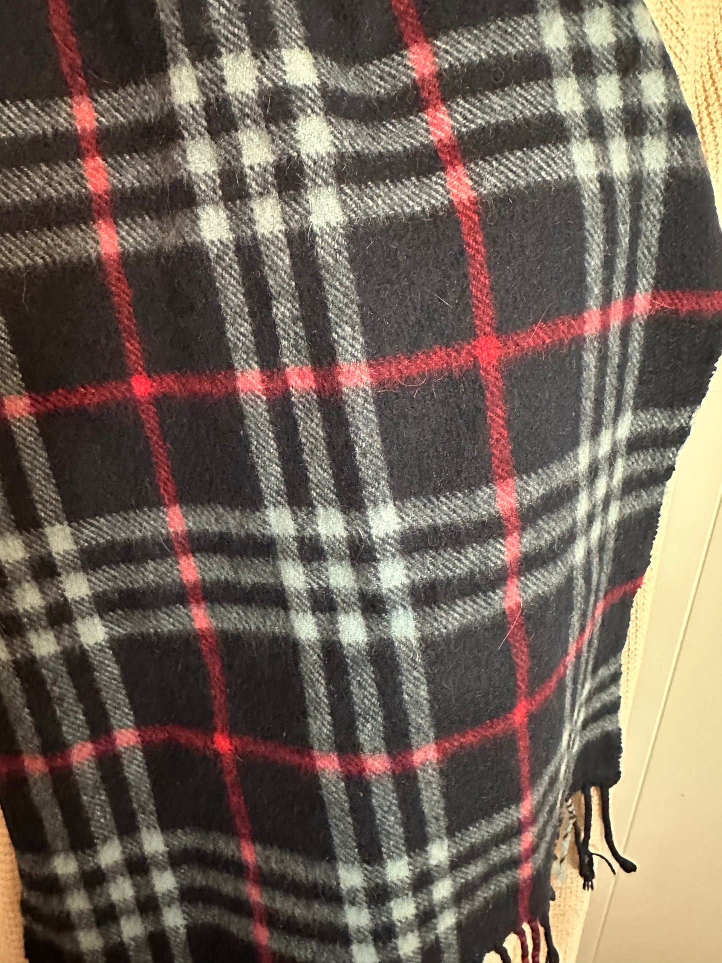 Burberry Cashmere Novacheck Scarf Navy/Blue/Red