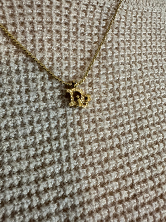 Golden Dior Logo Pendant Necklace