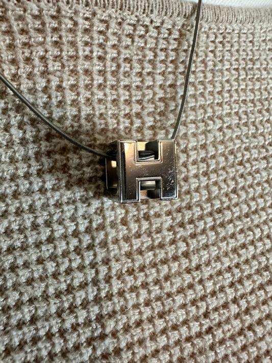 Hermes Silver Cubed H Necklace