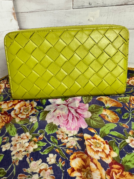 Bottega Veneta Intrecciato Olive Green Leather Zip Around Long Wallet