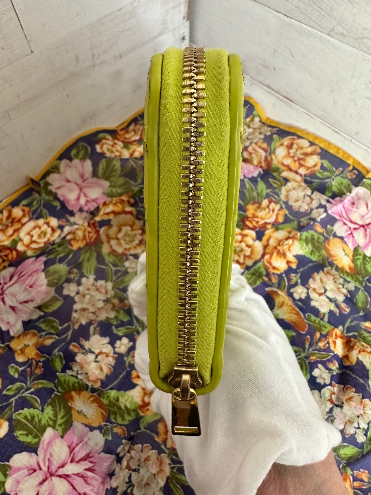 Bottega Veneta Intrecciato Olive Green Leather Zip Around Long Wallet