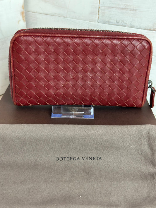 Bottega Veneta Brick Red Brown Zip Around Wallet