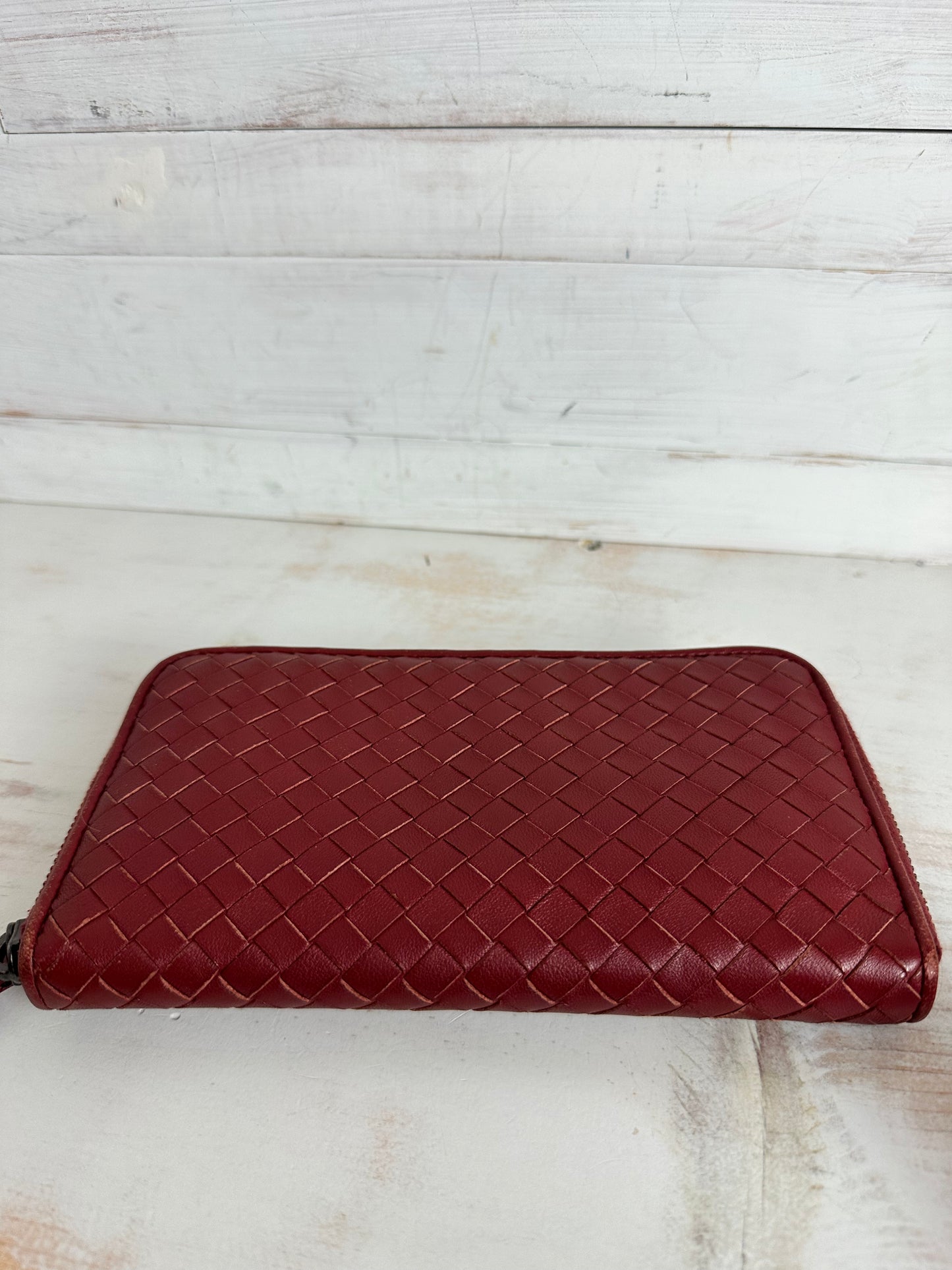 Bottega Veneta Brick Red Brown Zip Around Wallet