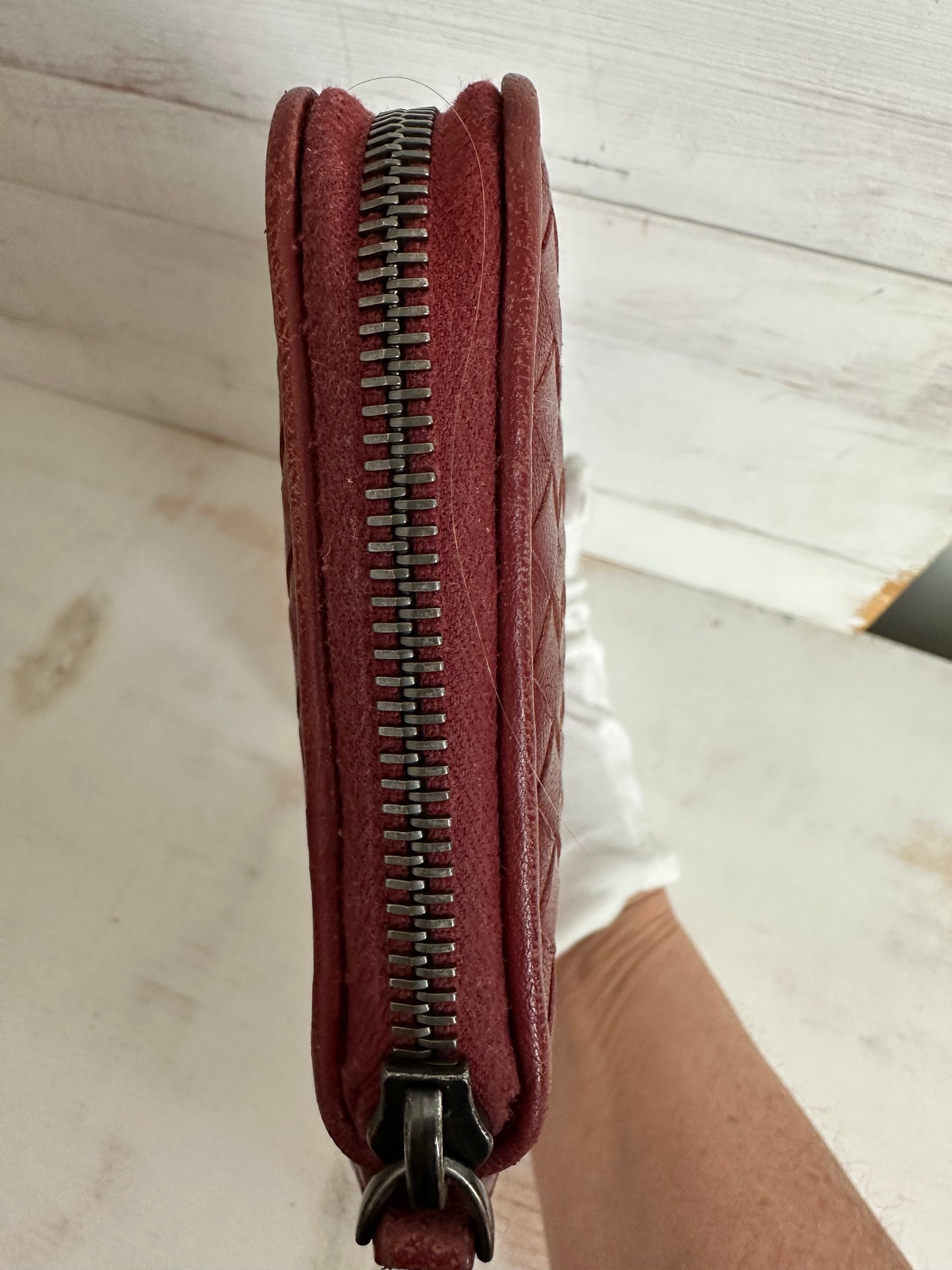 Bottega Veneta Brick Red Brown Zip Around Wallet