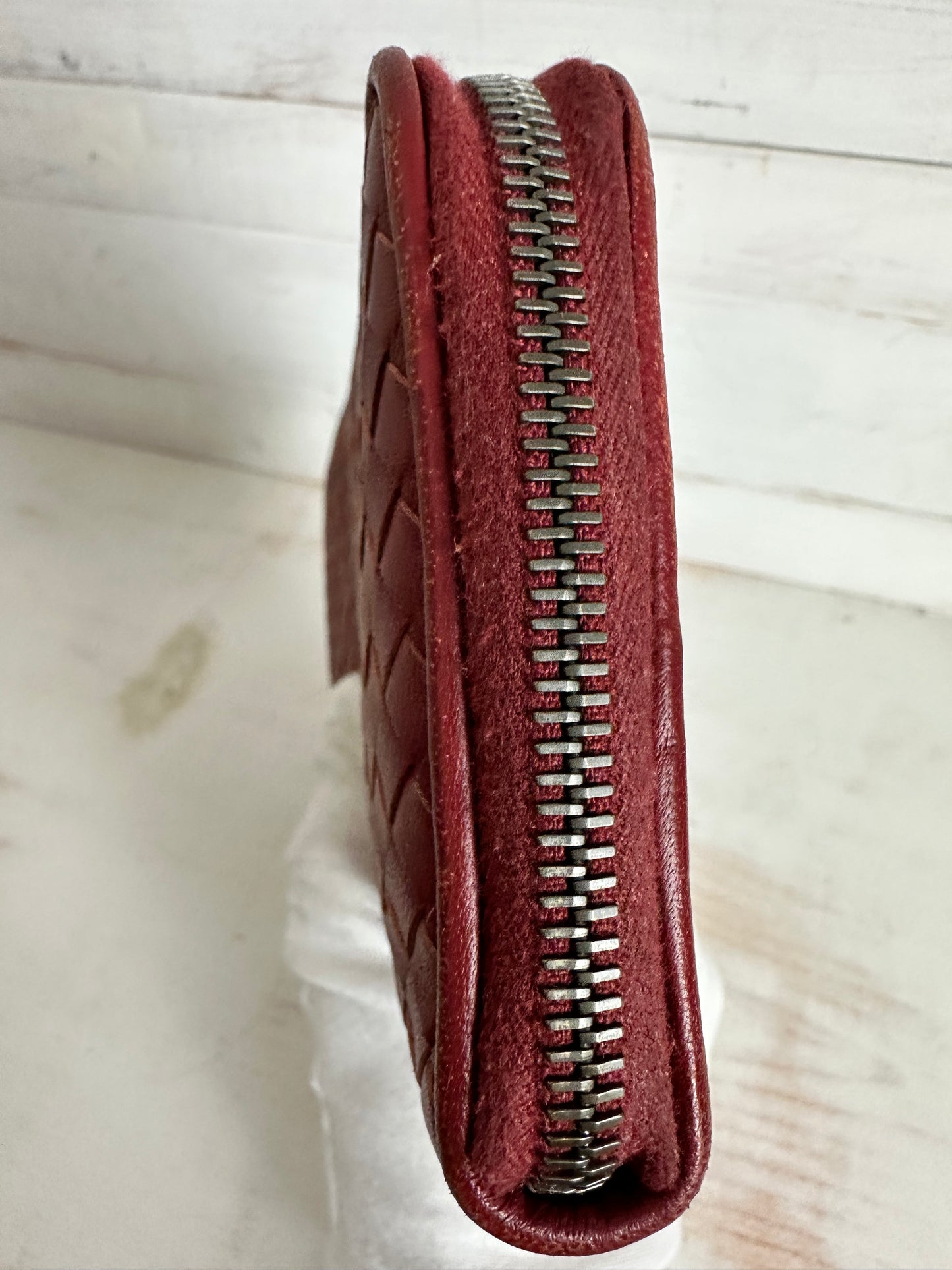 Bottega Veneta Brick Red Brown Zip Around Wallet