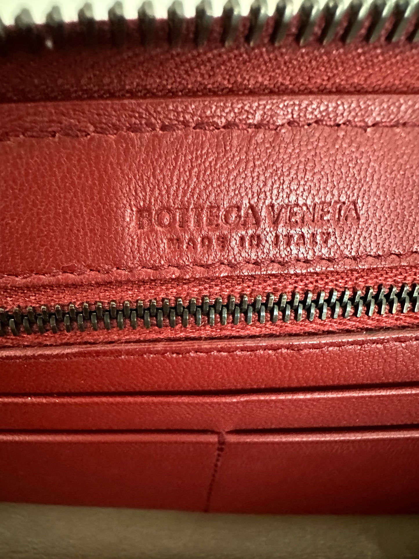 Bottega Veneta Brick Red Brown Zip Around Wallet