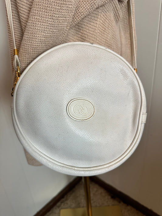 Gucci RARE Vintage Canteen White Leather Shoulder/Crossbody