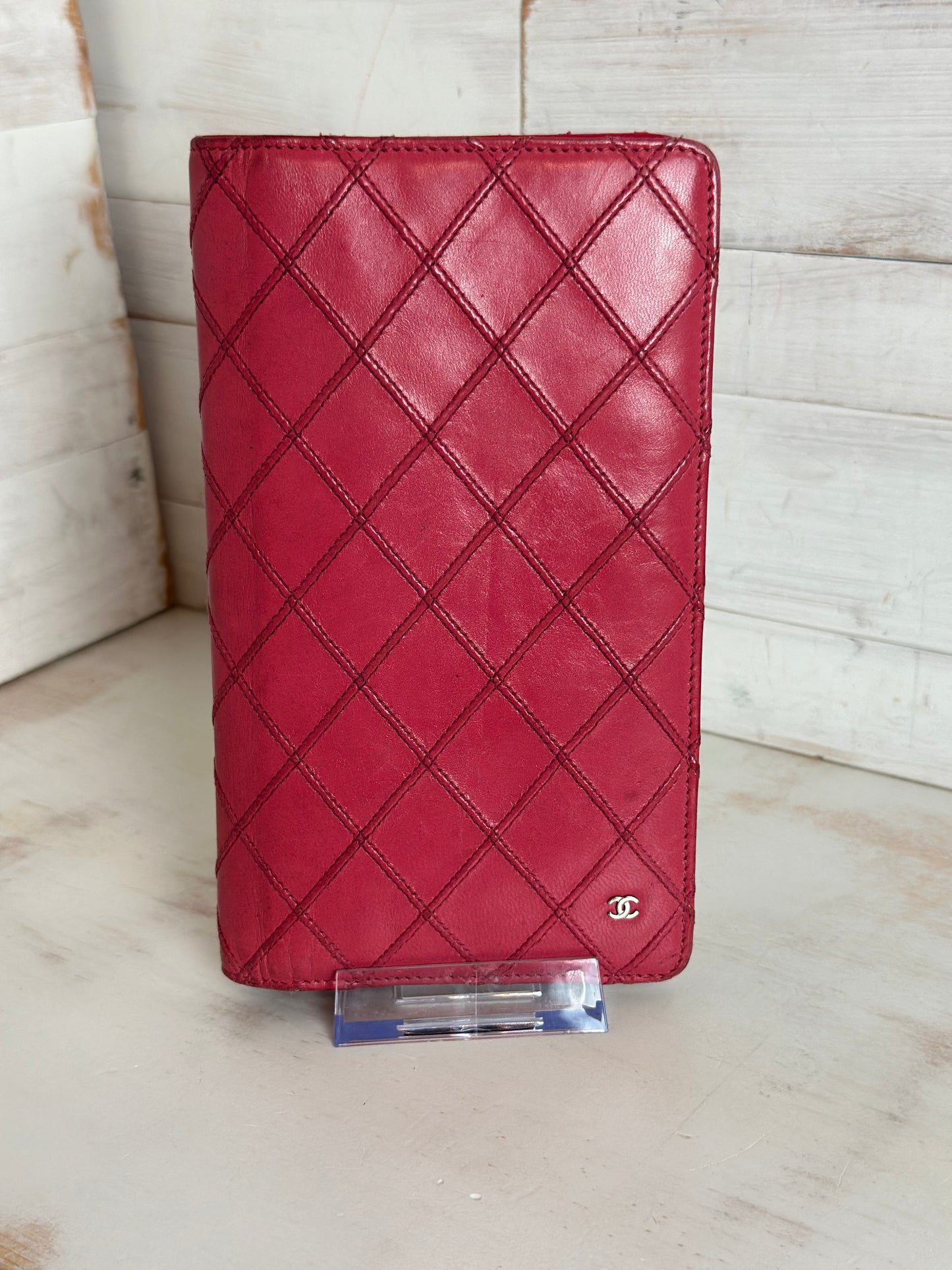Chanel Bicolor Matelasse Pink Lambskin Leather Long Wallet