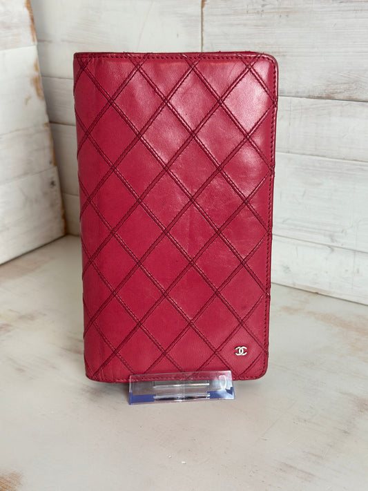 Chanel Bicolor Matelasse Pink Lambskin Leather Long Wallet