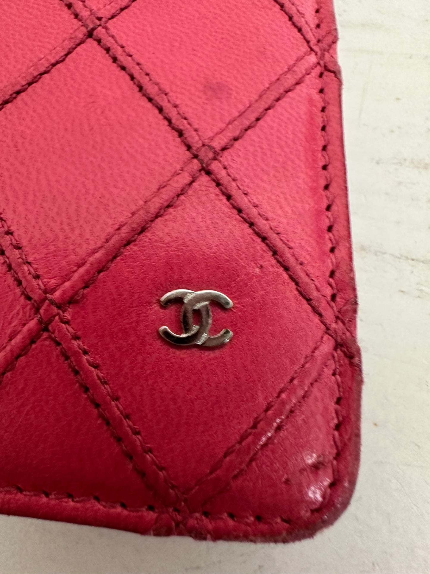 Chanel Bicolor Matelasse Pink Lambskin Leather Long Wallet