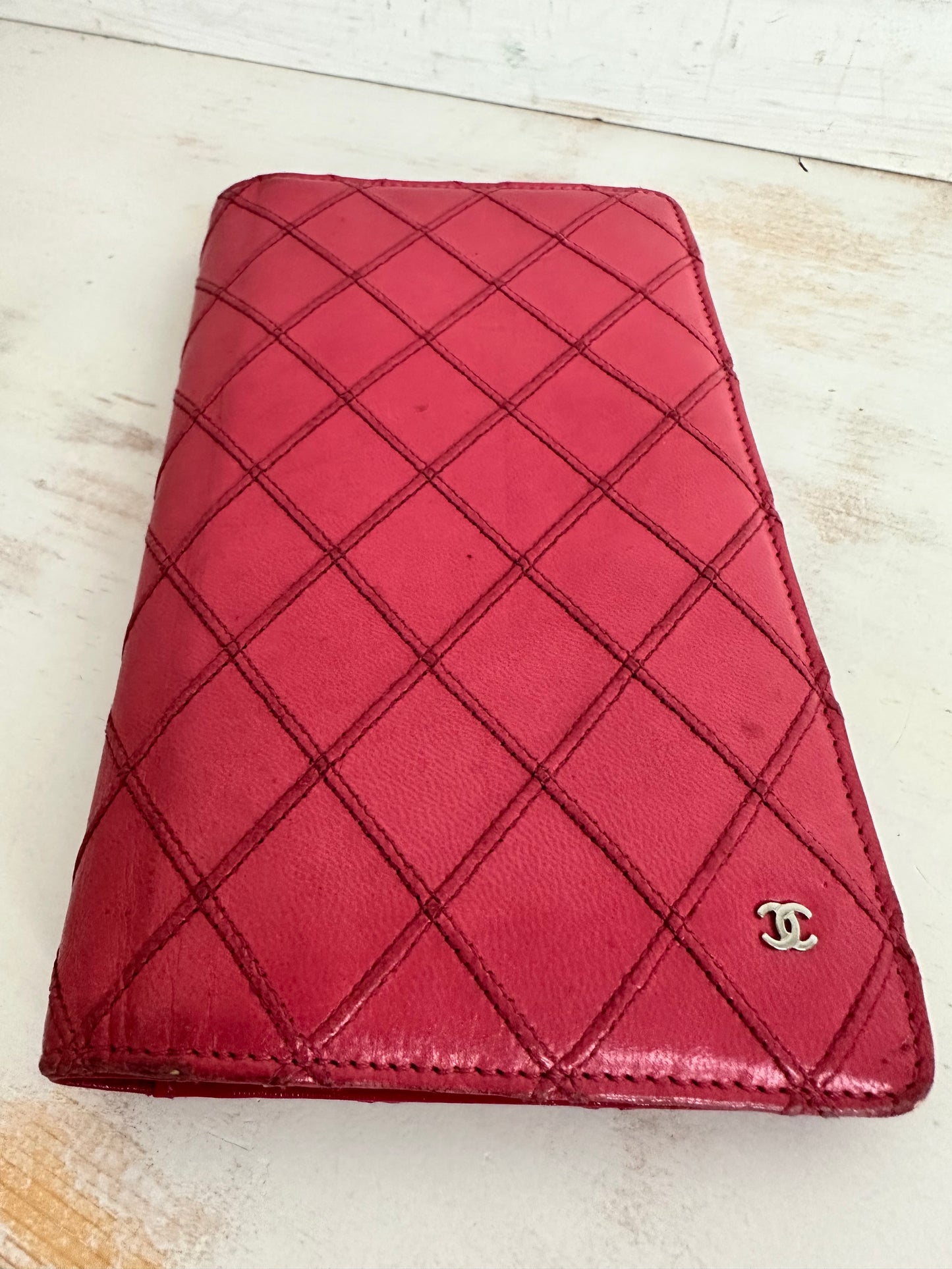 Chanel Bicolor Matelasse Pink Lambskin Leather Long Wallet