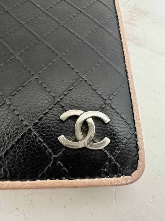 Chanel Matelasse Agenda PM Black/Tan Calfskin Leather