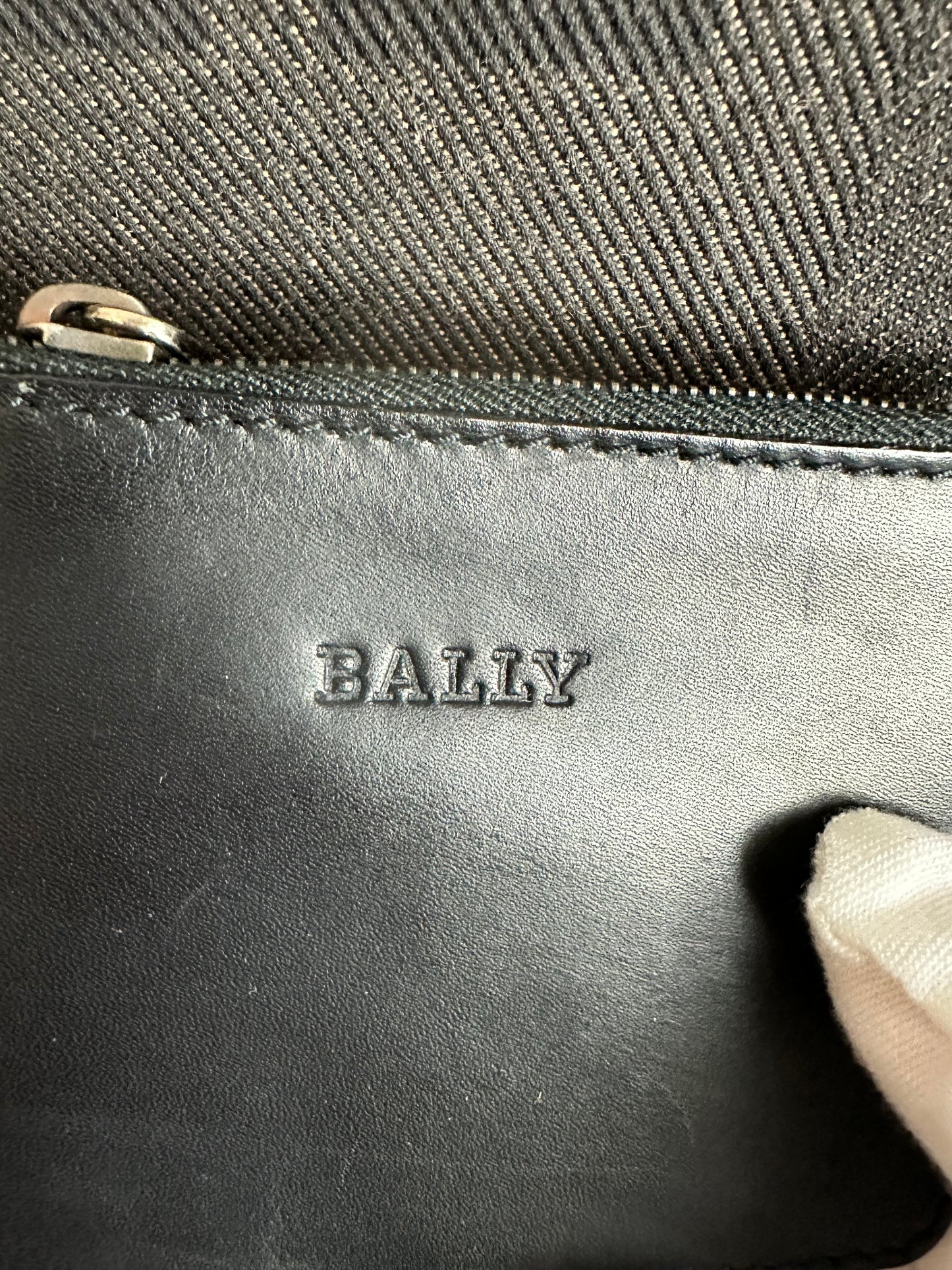 Bally Vintage Monogram "B" Shoulder Bag, Black and Gray Canvas