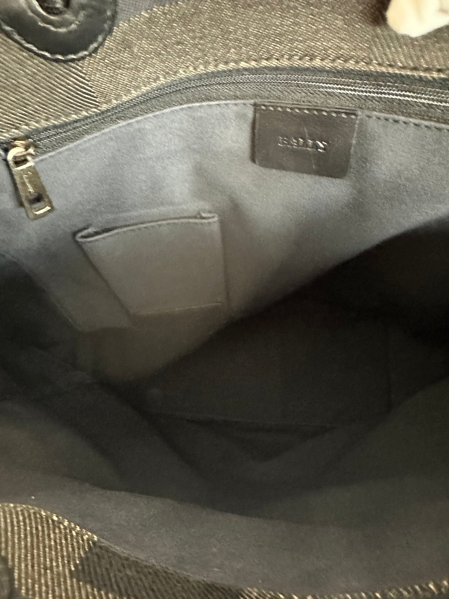 Bally Vintage Monogram "B" Shoulder Bag, Black and Gray Canvas