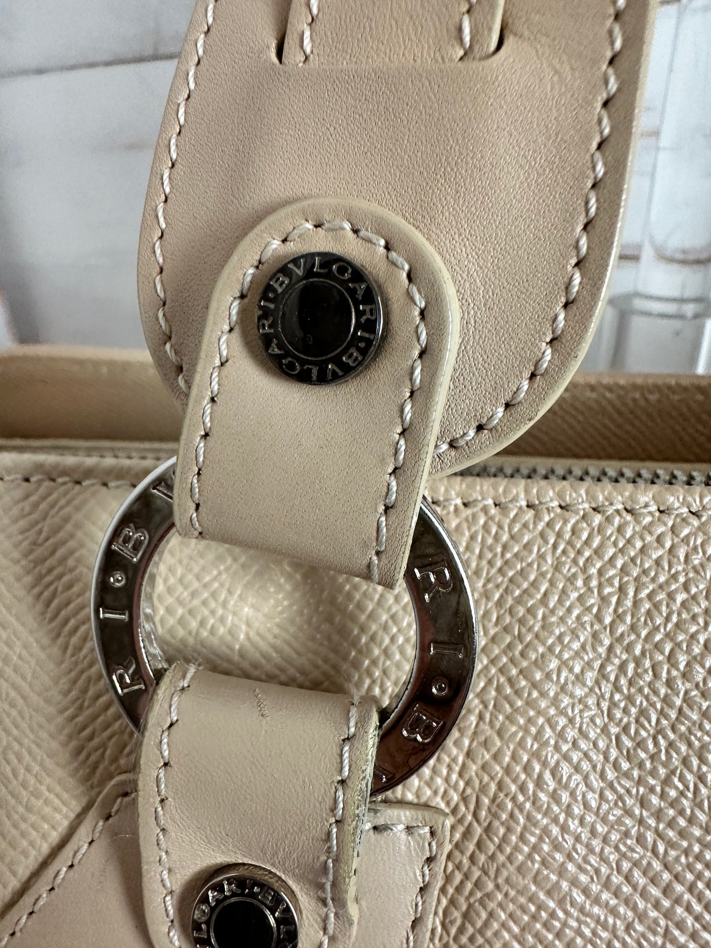 Bulgari Boston Shoulder Bag in Beige Leather