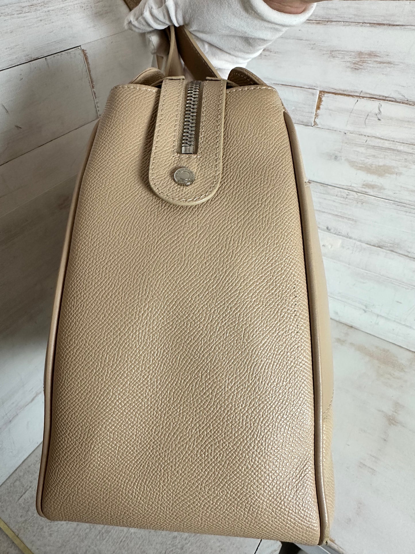 Bulgari Boston Shoulder Bag in Beige Leather