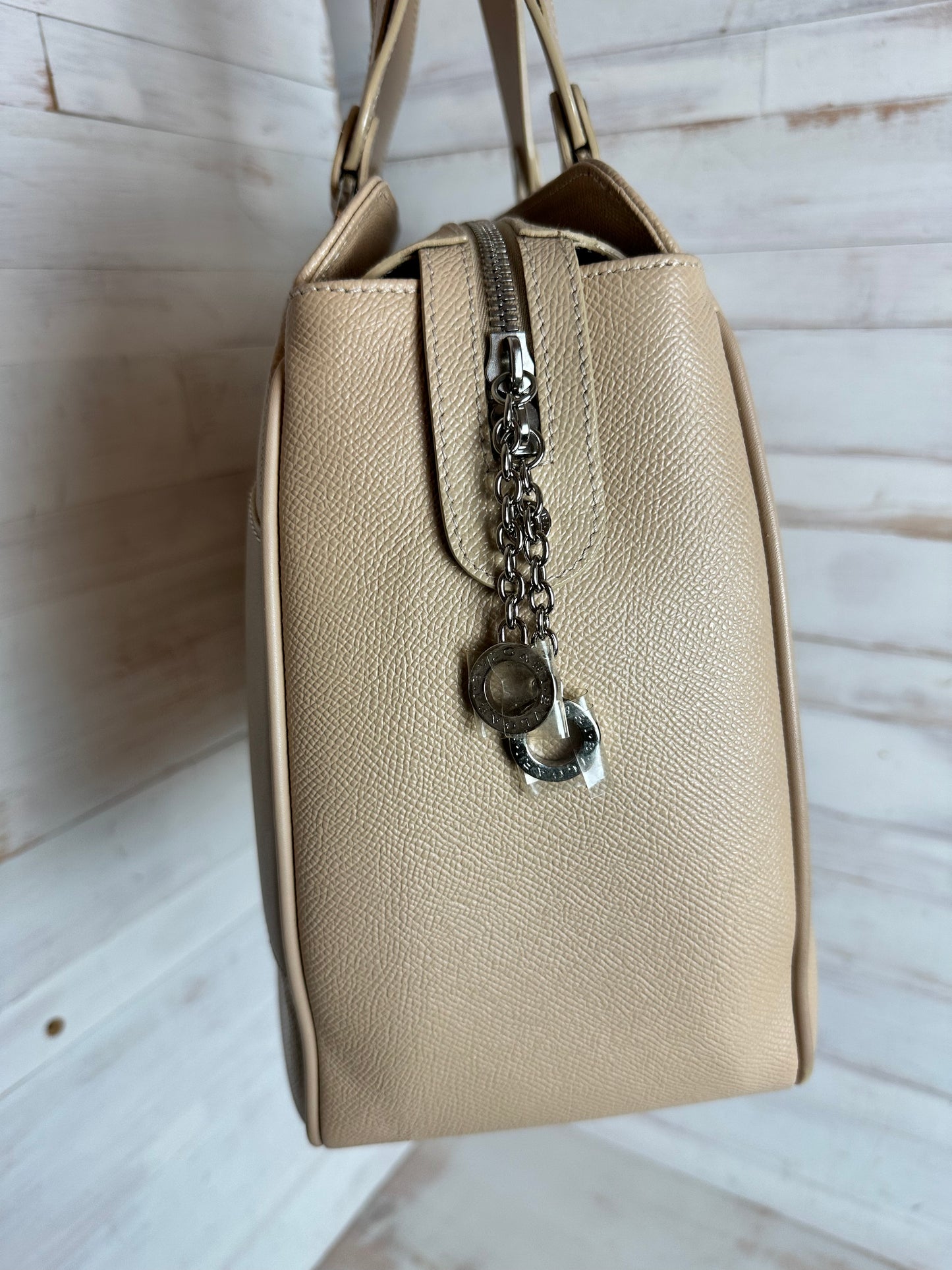 Bulgari Boston Shoulder Bag in Beige Leather