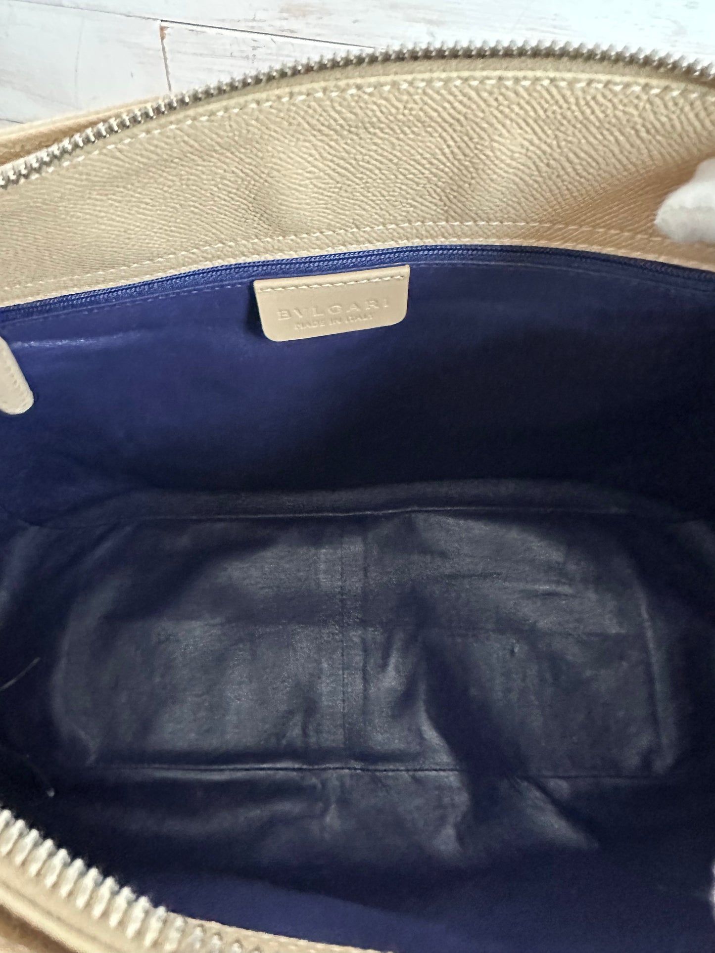 Bulgari Boston Shoulder Bag in Beige Leather