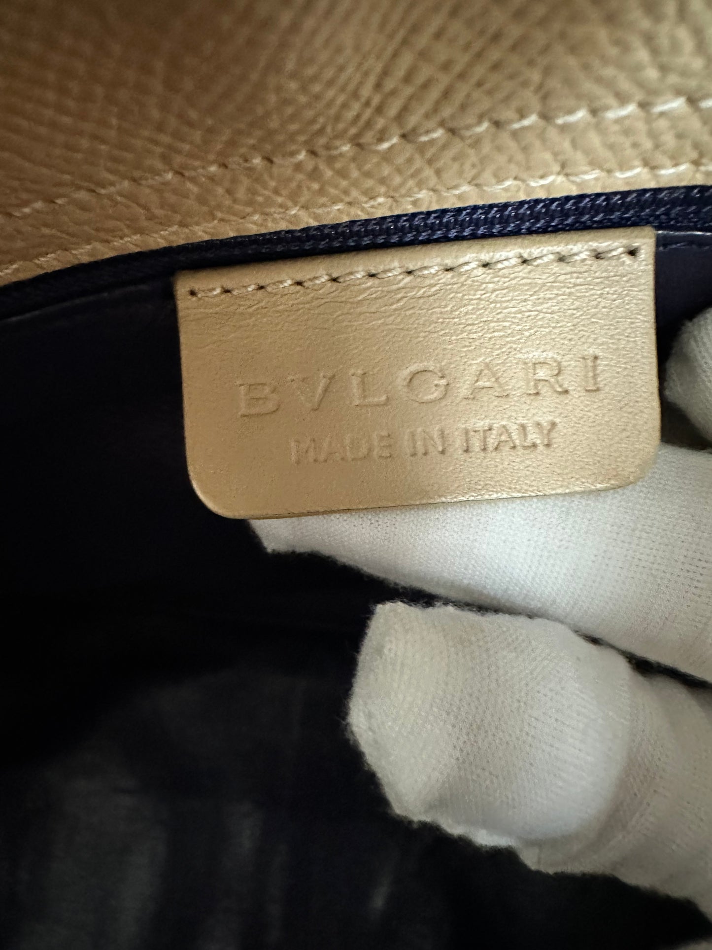 Bulgari Boston Shoulder Bag in Beige Leather