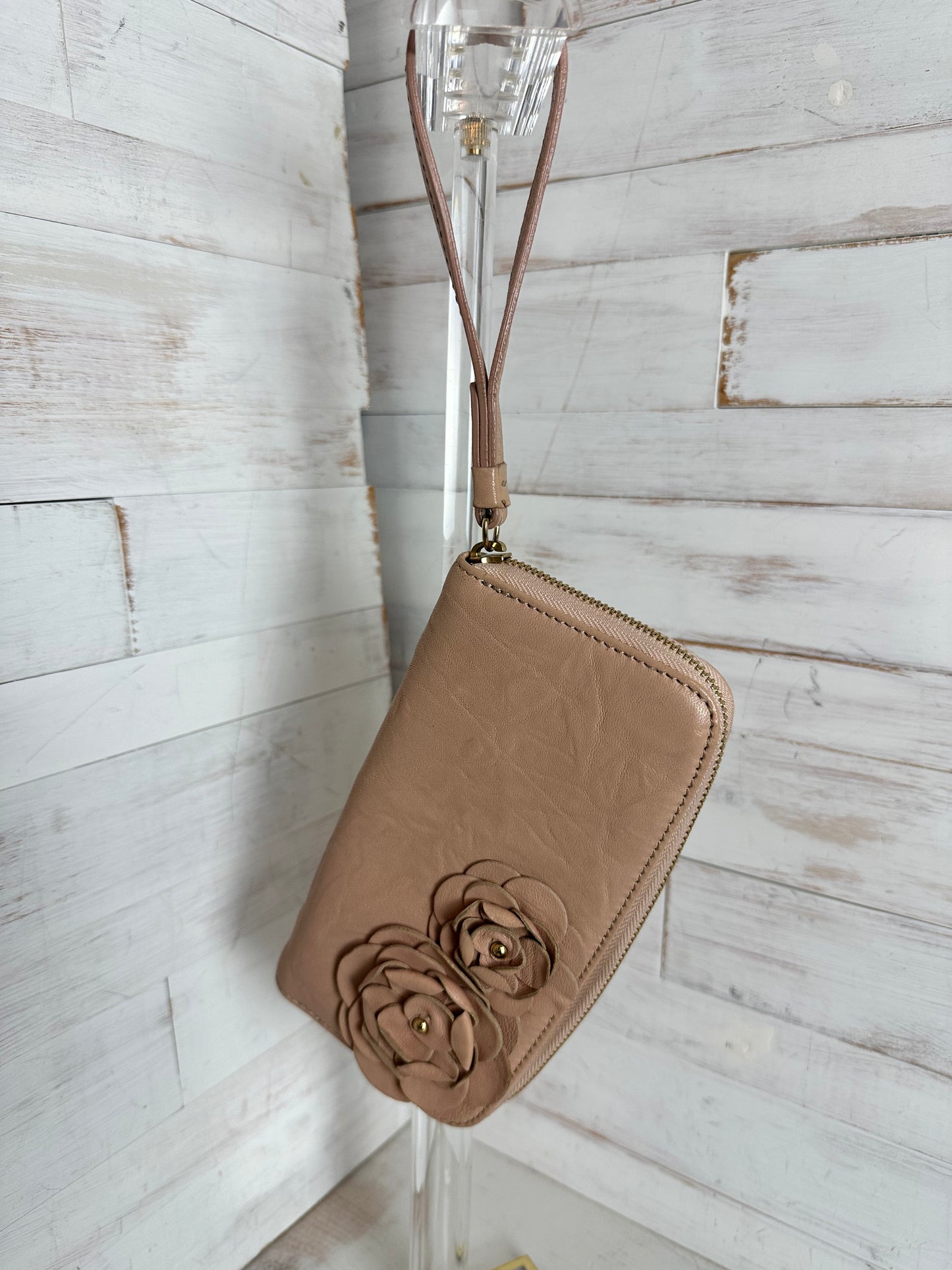 Jimmy Choo Flower Zip Around Wallet in Powder Biker Leather
