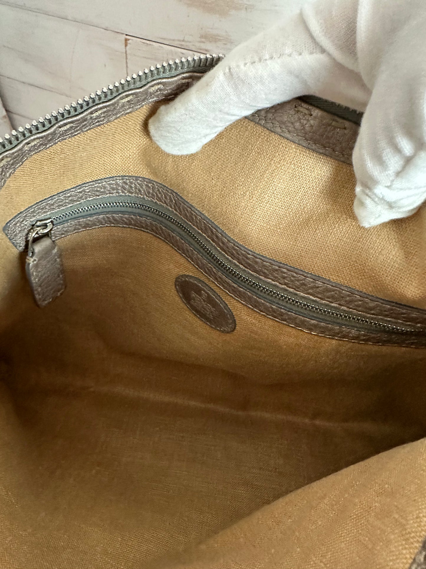 Fendi Romano Selleria Messenger Gray Shimmer Shoulder/Crossbody