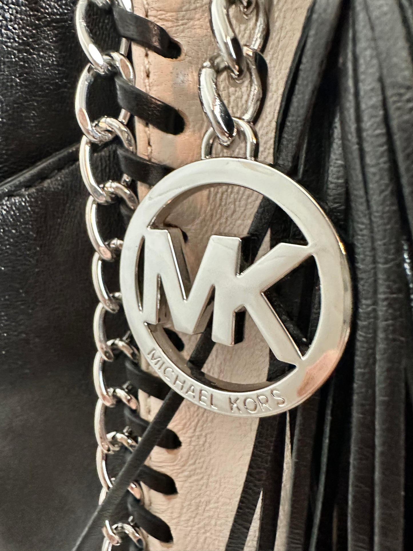 Michael Kors Large Chelsea Leather Tote Cream/Black Silver Hardware