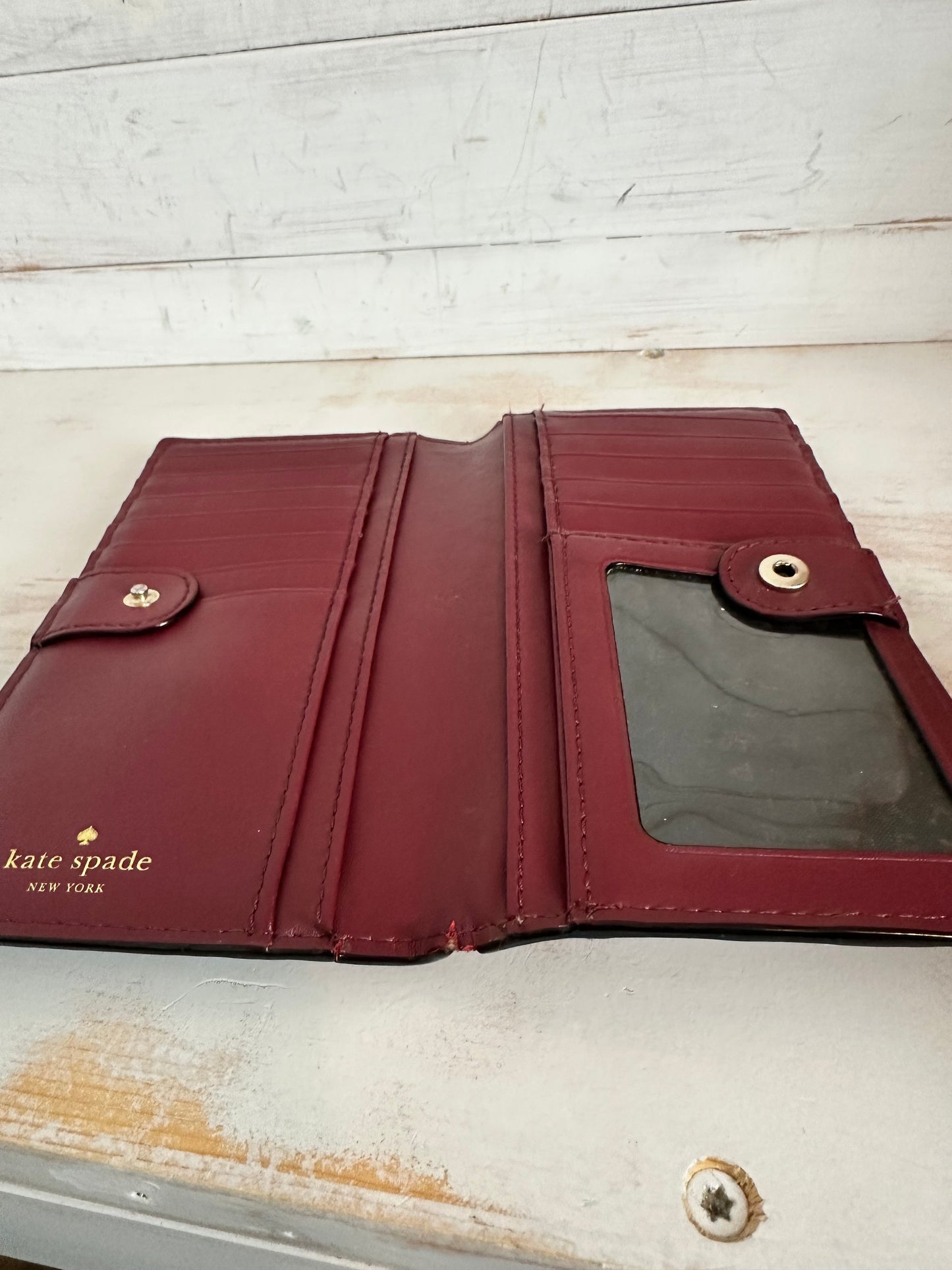 Kate Spade Textured Burgundy Leather Wallet/Card Holder - Was $40