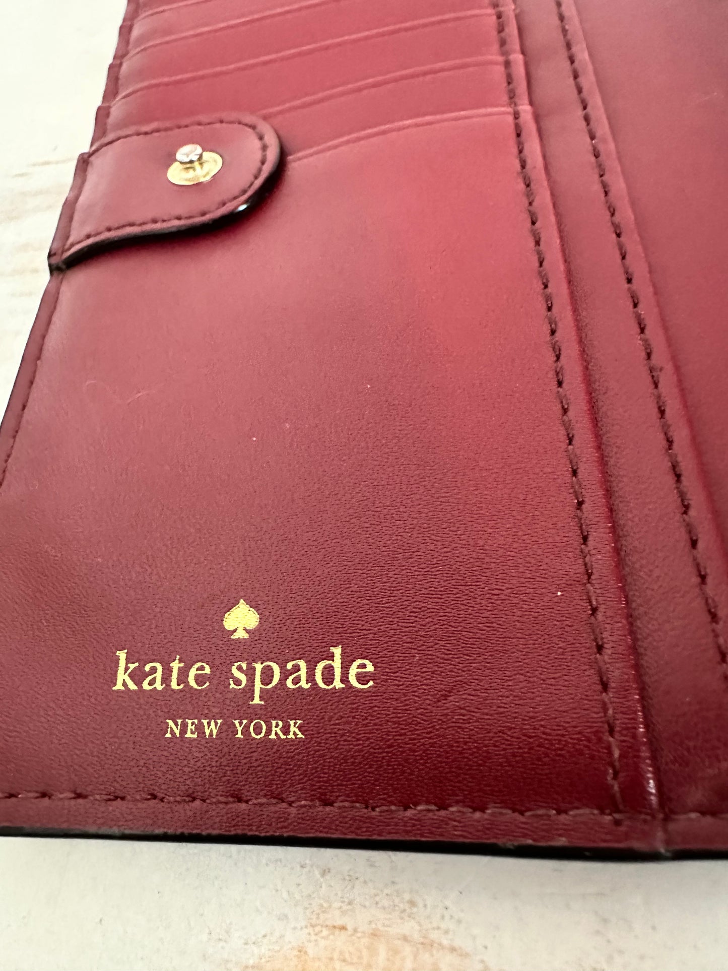 Kate Spade Textured Burgundy Leather Wallet/Card Holder - Was $40
