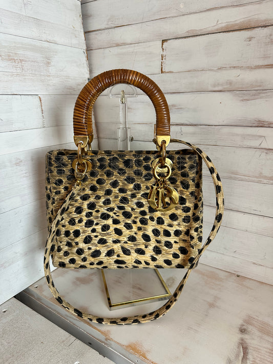 Lady Dior VINTAGE Leopard 2-Way with Rattan Handles