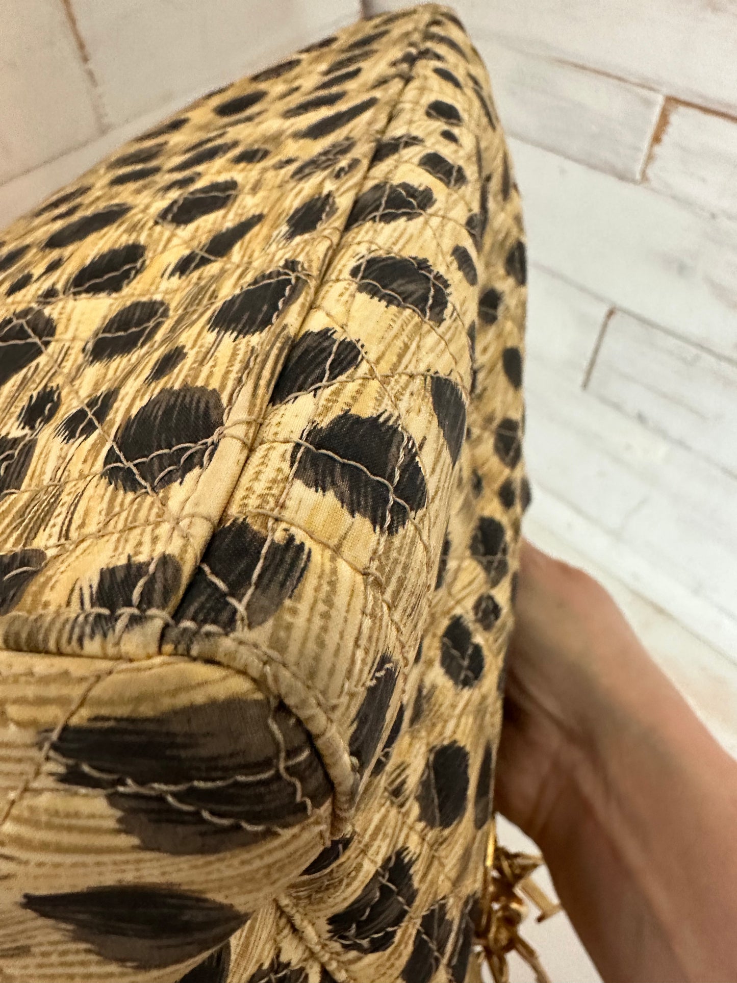 Lady Dior VINTAGE Leopard 2-Way with Rattan Handles