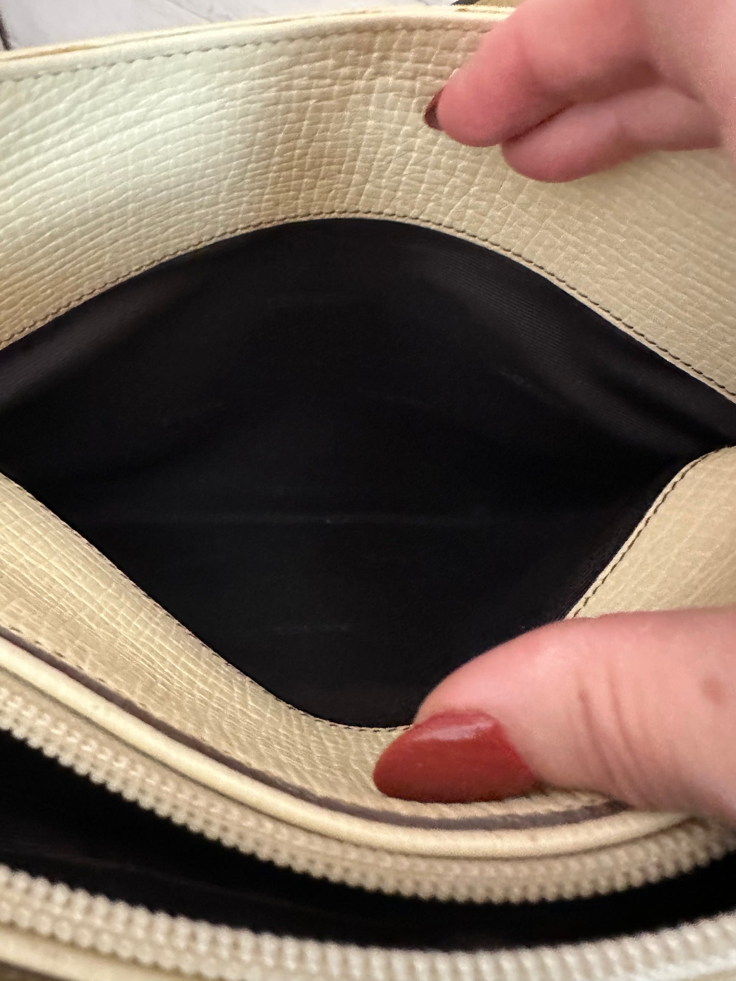 Loewe, VINTAGE Cream/White Textured Leather Shoulder Bag