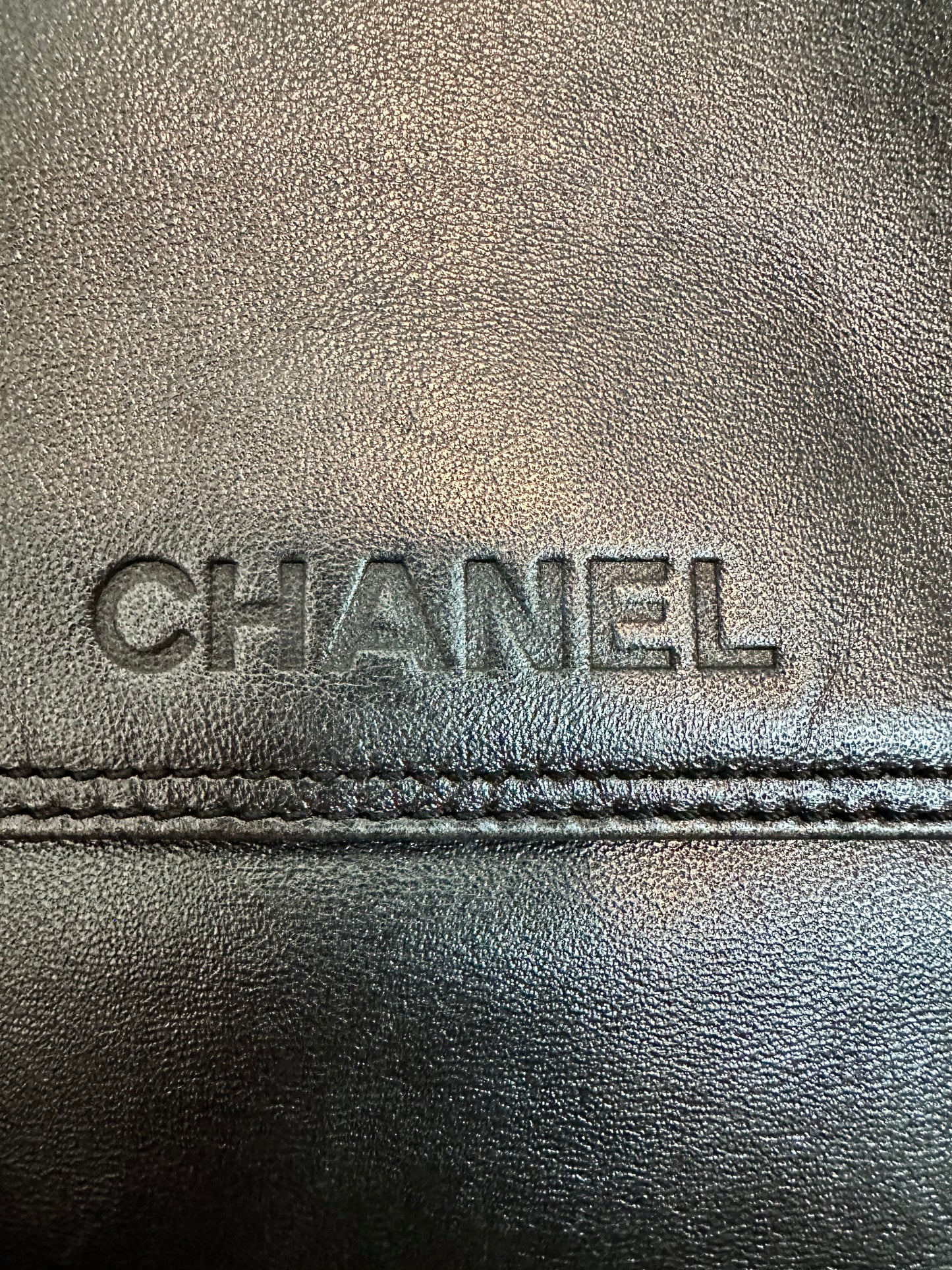 Chanel Lambskin Metallic Gray Messenger Bag 1997-1999