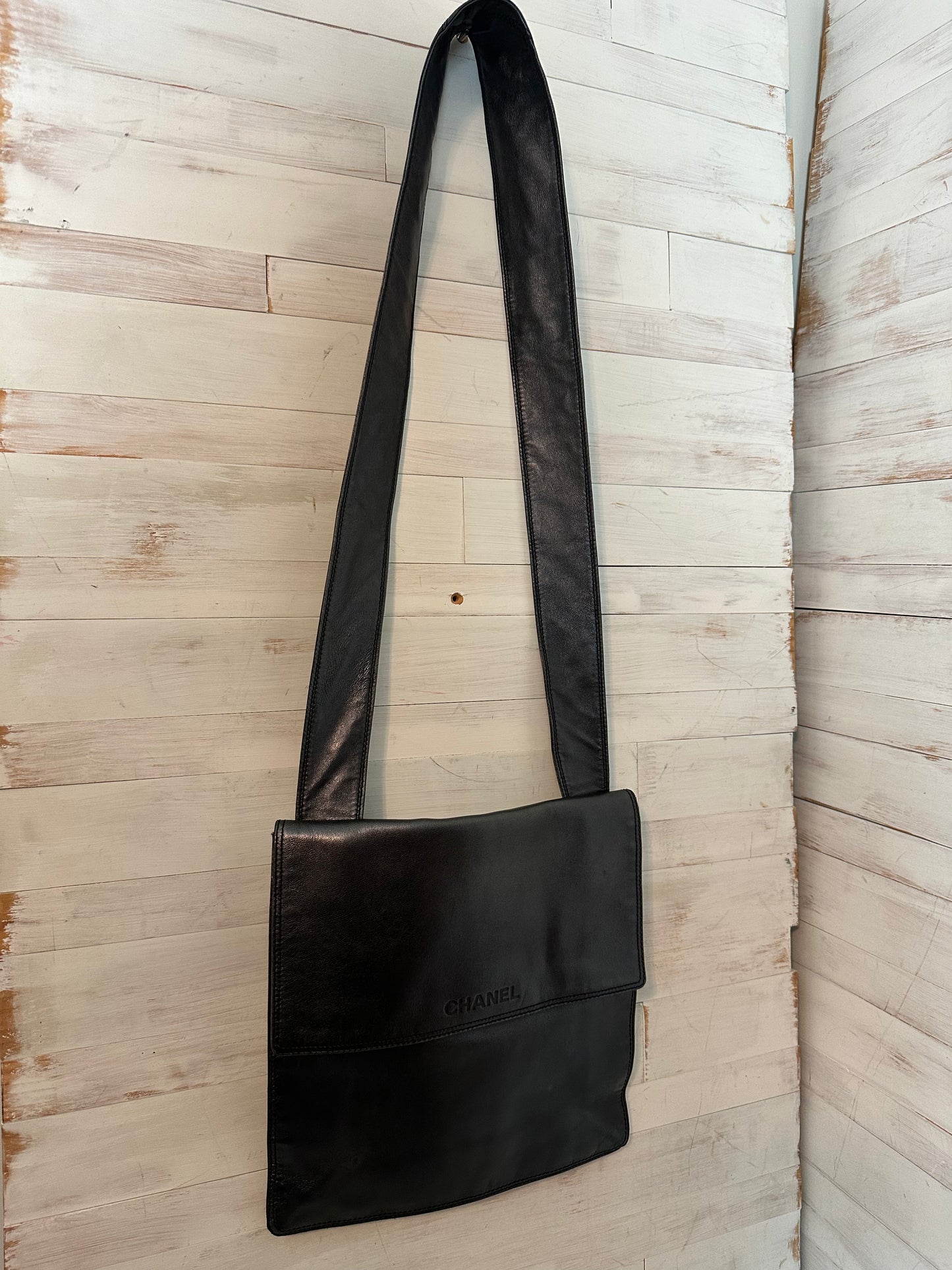 Chanel Lambskin Metallic Gray Messenger Bag 1997-1999