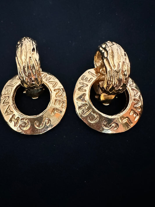 Chanel Vintage 24K Gold-Toned 2-way Earrings