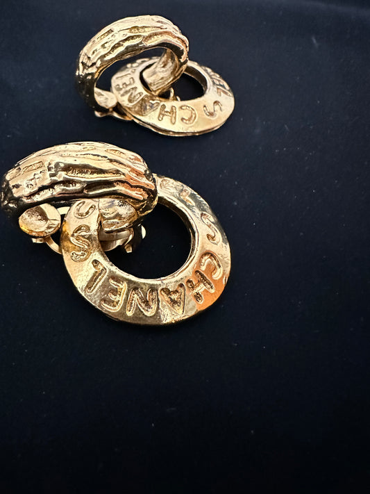 Chanel Vintage 24K Gold-Toned 2-way Earrings