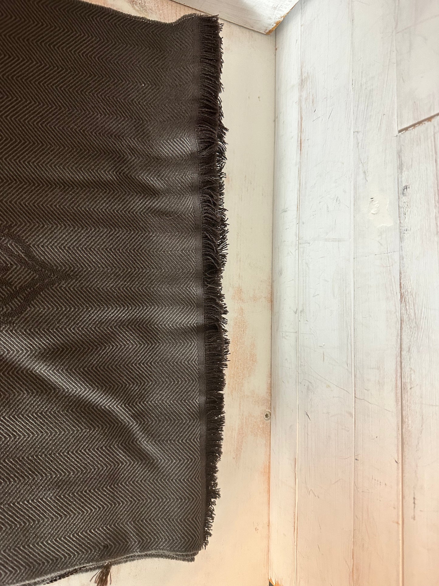 Gucci Vintage Hysteria Brown Herringbone Wool Scarf