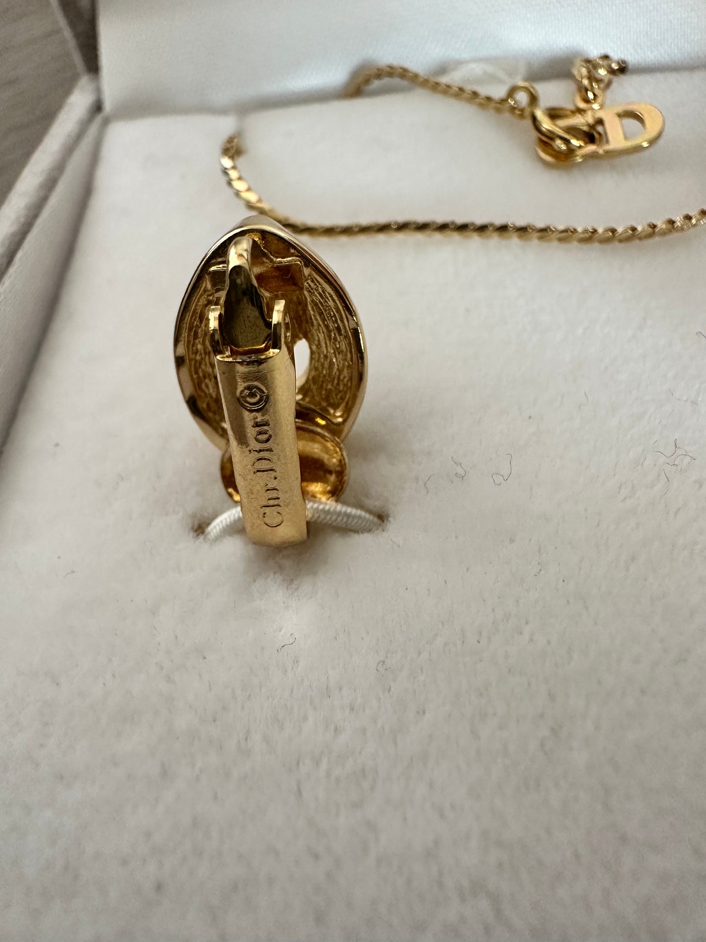 Christian Dior Vintage Rhinestone 18K gold plated Necklace and Clip on Earring Set