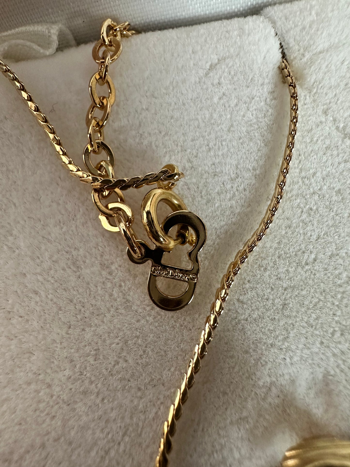 Christian Dior Vintage Rhinestone 18K gold plated Necklace and Clip on Earring Set