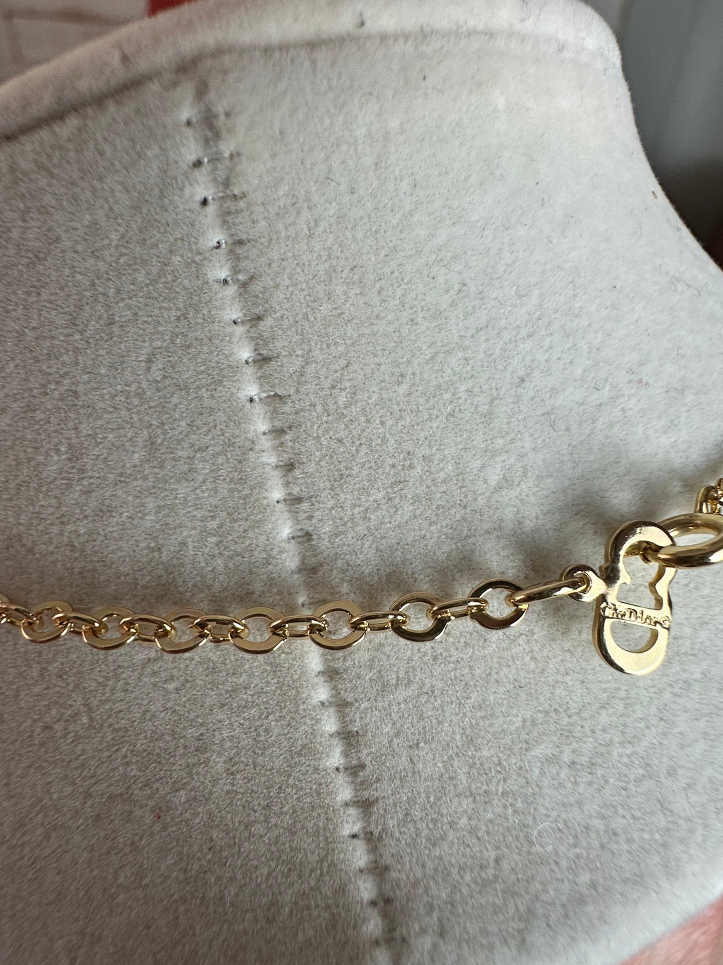 Christian Dior Vintage Rhinestone 18K gold plated Necklace and Clip on Earring Set