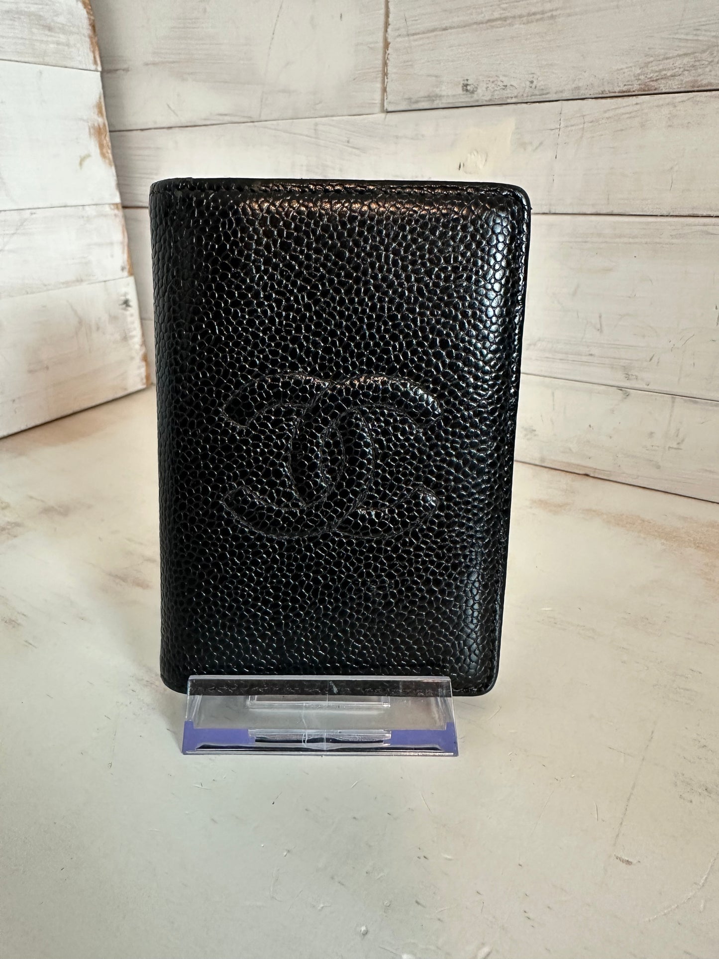 Chanel Black Caviar Leather Card Holder Vintage