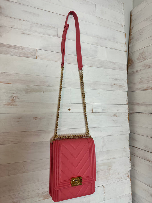 Chanel Pink Chevron Quilted Lambskin North-South Le Boy