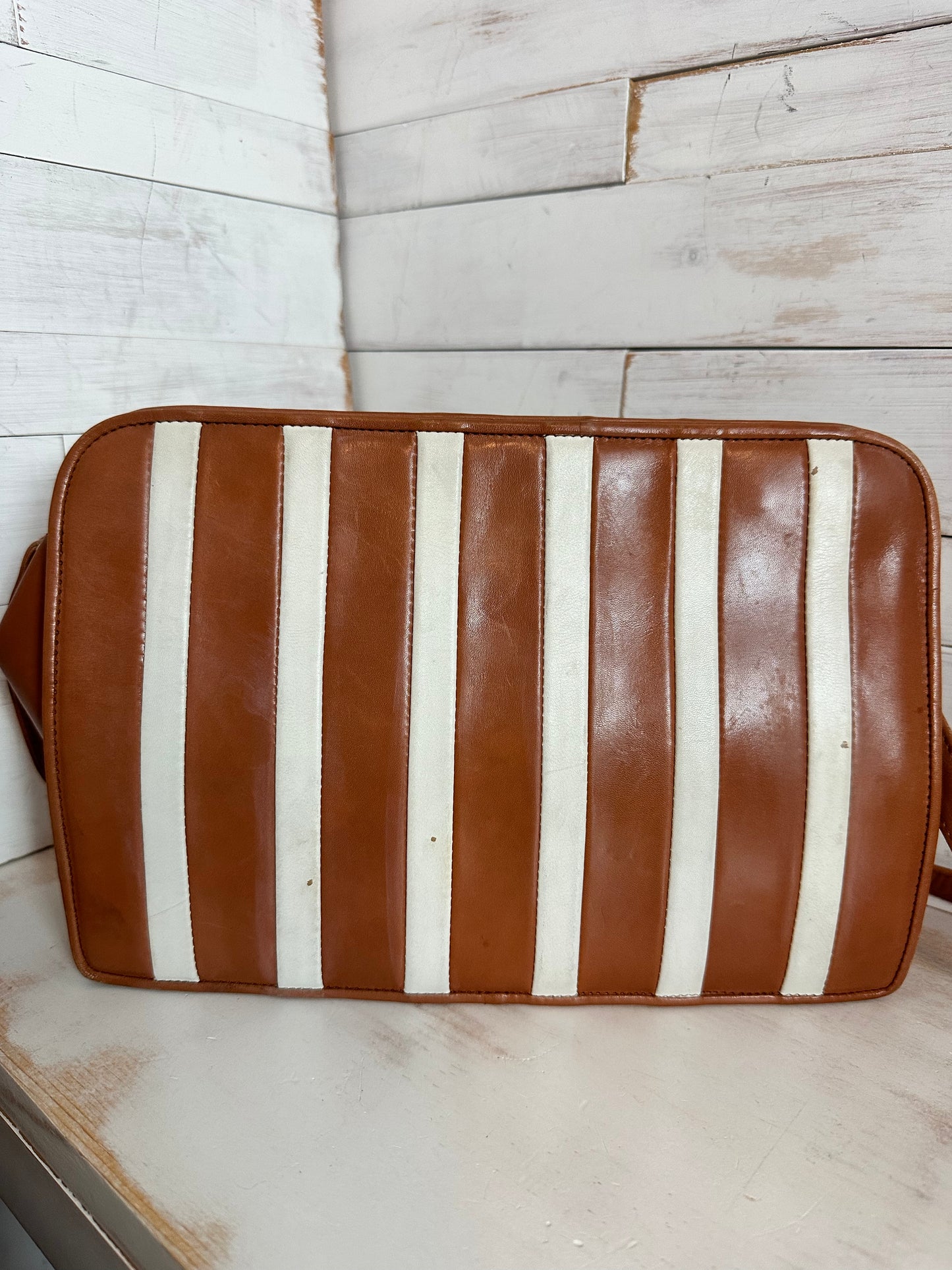 1970’s Valentino Garavani Les Sac Camel/Off White Striped Bag