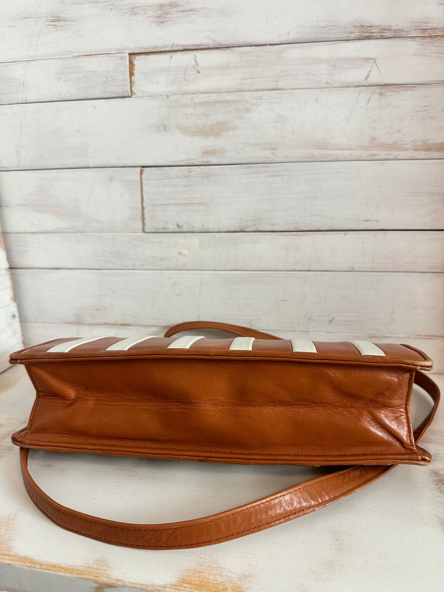 1970’s Valentino Garavani Les Sac Camel/Off White Striped Bag