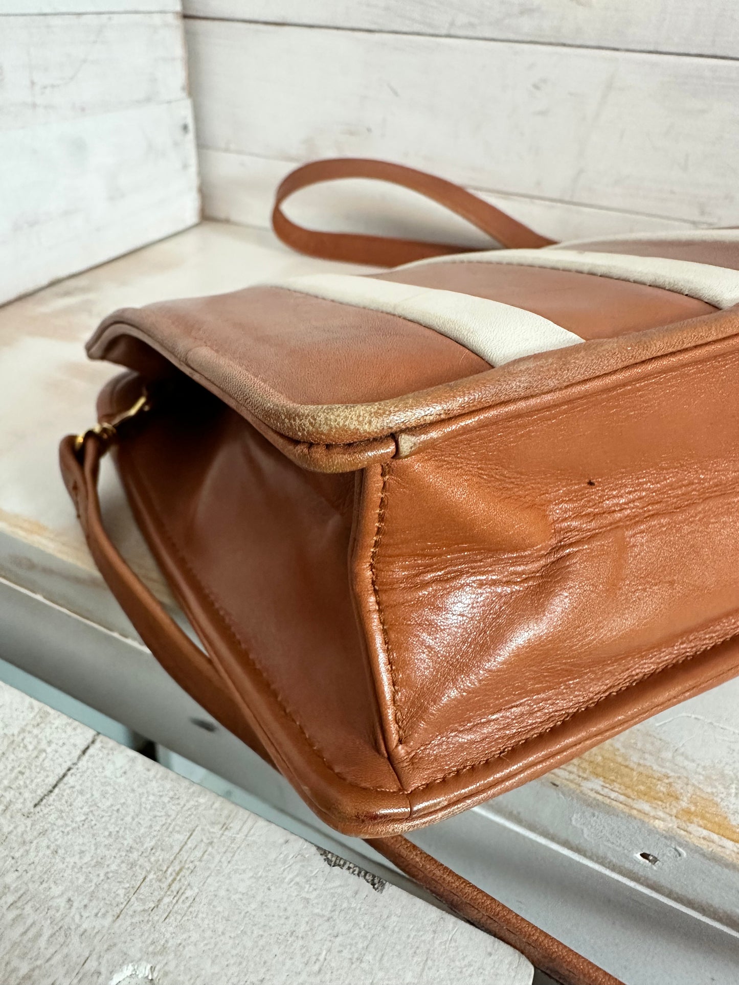 1970’s Valentino Garavani Les Sac Camel/Off White Striped Bag