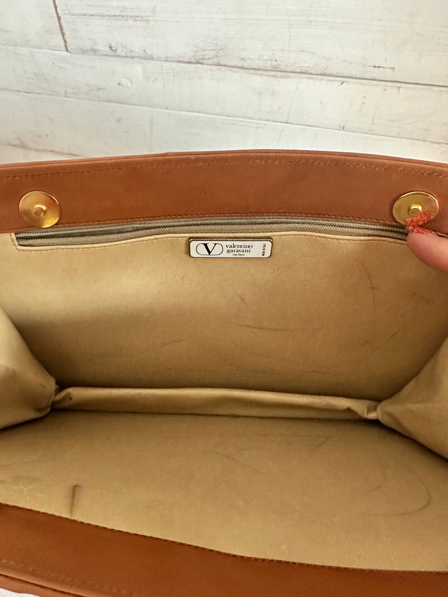 1970’s Valentino Garavani Les Sac Camel/Off White Striped Bag